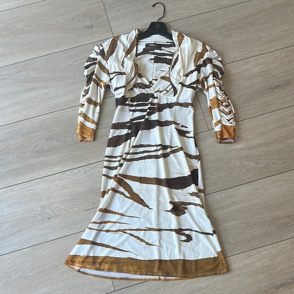 Roberto Cavalli brown and cream dress!
